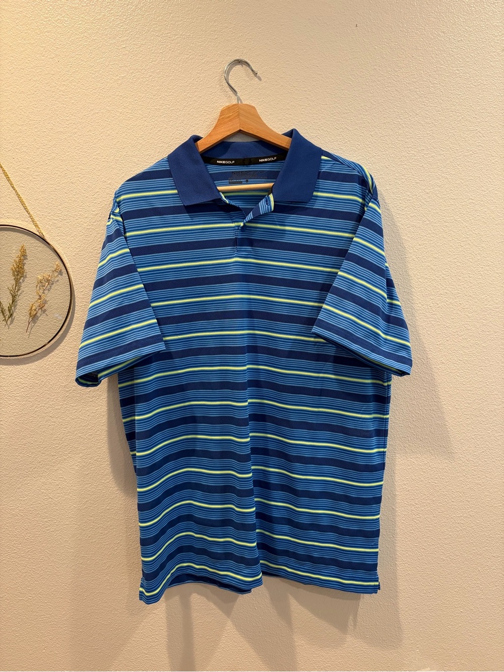 Men's Nike Golf Blue Striped Polo Shirt